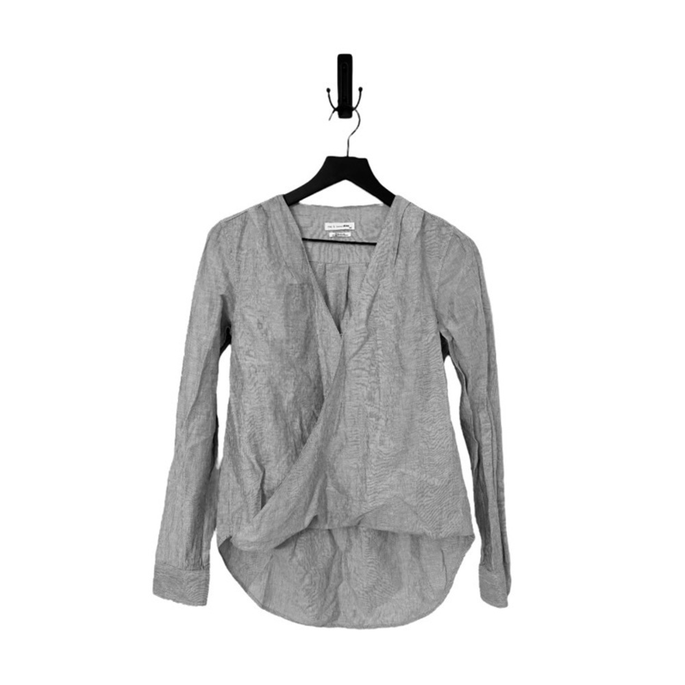 RAG & BONE/JEAN Black + White Striped Drape Top
